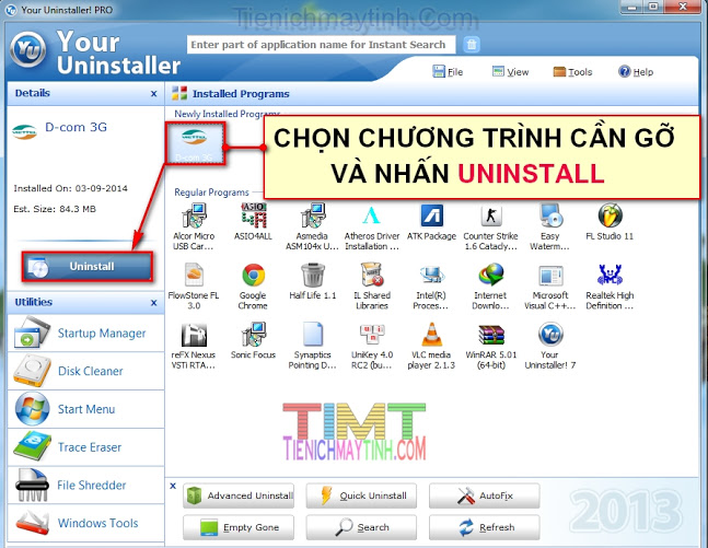 hướng dẫn gỡ phần mèm, ứng dụng tận gốc với uninstaller-full-2019-pro