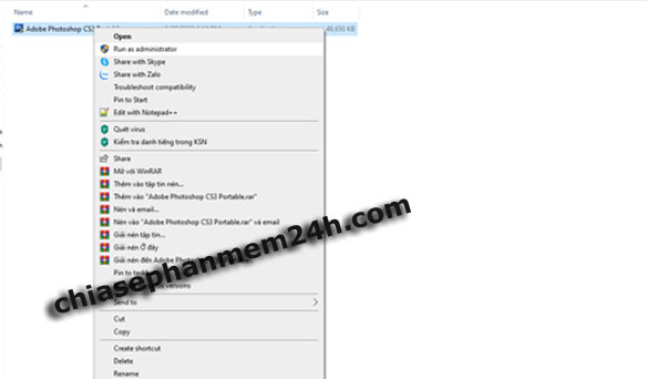 Mở phần mềm xử lý ảnh photoshop cs3 portable